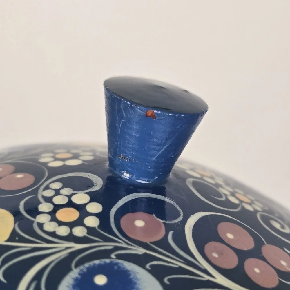 Floral Painted Russian Trinket Box Storage Box With A Lid